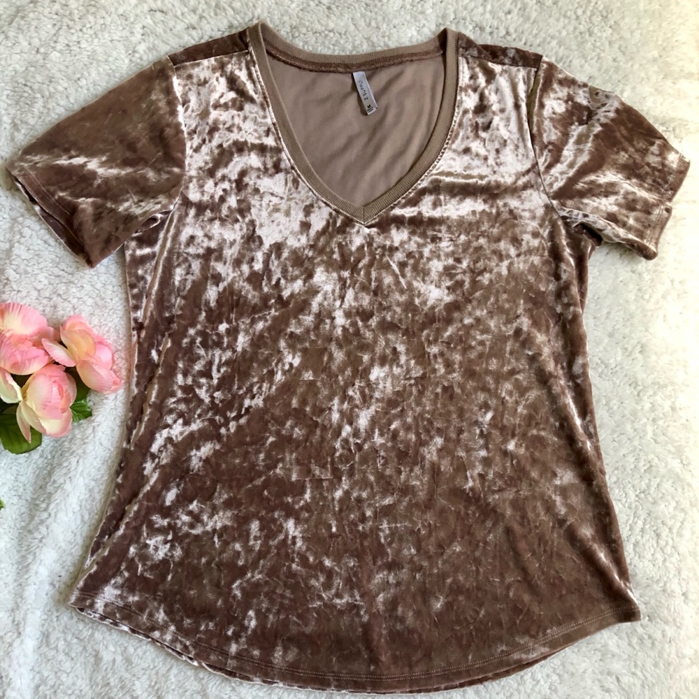 Crushed Velvet Shirt (Light Brown)